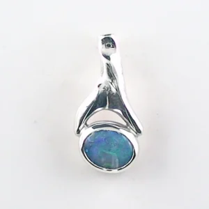 Massiver 935er Silberanhänger mit 0,82 ct. Semi Black Opal