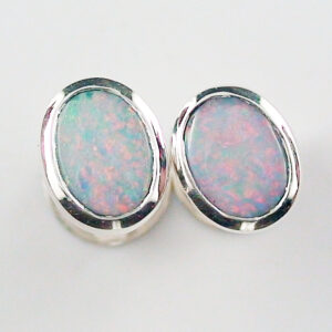 Silber-Ohrstecker mit 1,46 ct White Opalen aus Coober Pedy