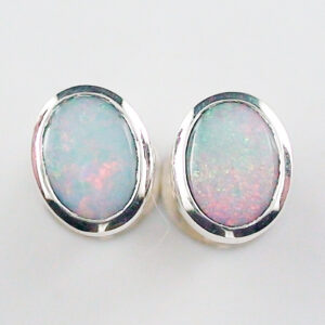 Opal-Ohrringe aus Silber 935/925 mit 1,34 ct White Opalen