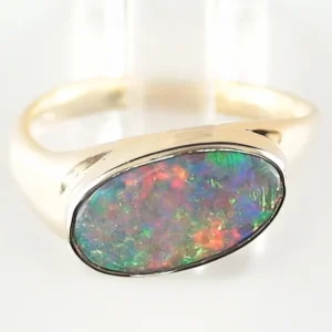 Goldring mit 3,21 ct. Semi Black Opal in 750er Gold