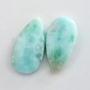 5,36 + 5,07 ct. Larimar Edelstein Pärchen für Ohrstecker / Ohrhänger