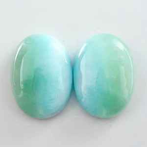 7,94 + 7,89 ct. Larimar Edelstein Pärchen für Ohrstecker / Ohrhänger
