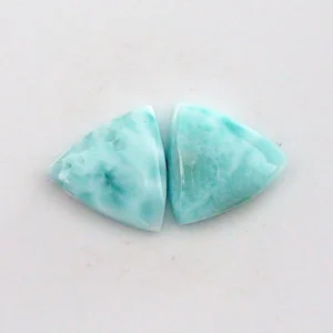 2,78 + 2,71 ct. Larimar Edelstein Pärchen für Ohrstecker / Ohrhänger