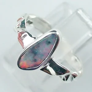 935er Silberring mit 0,85 ct Boulder Opal in Ringgröße 53