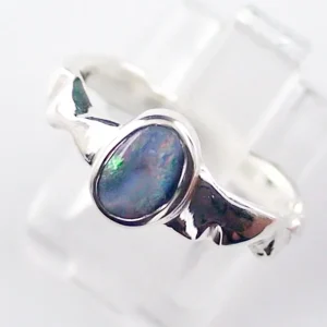 935er Silberring mit 0,60 ct Black Picture Opal in Ringgröße 54