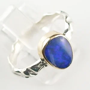 Crystal-Opalring mit 0,72 ct aus 935er Silber und 750er Gelbgold