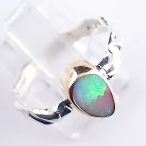 White-Opalring mit 0,58 ct aus 935er Silber und 750er Gelbgold